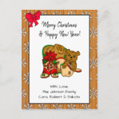 Gepersonaliseerde foto en cowboy Threaded Kerstmis Briefkaart (Voorkant)