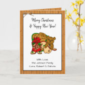 Gepersonaliseerde foto en cowboy Threaded Kerstmis Kaart (Gele Bloem)