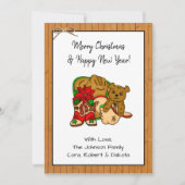 Gepersonaliseerde foto en cowboy Threaded Kerstmis Kaart (Voorkant)