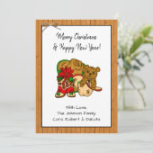 Gepersonaliseerde foto en cowboy Threaded Kerstmis Kaart (Staand voorkant)