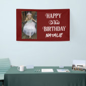 Gepersonaliseerde foto en leeftijd Happy Birthday Spandoek (Beurs)