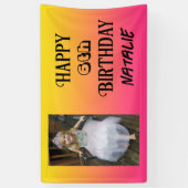 Gepersonaliseerde foto en leeftijd Happy Birthday Spandoek (Verticaal)