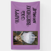 Gepersonaliseerde foto en leeftijd Happy Birthday Spandoek (Verticaal)