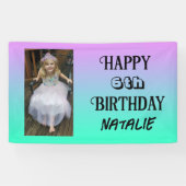 Gepersonaliseerde foto en leeftijd Happy Birthday Spandoek (Horizontaal)