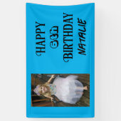 Gepersonaliseerde foto en leeftijd Happy Birthday Spandoek (Verticaal)