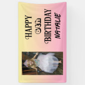Gepersonaliseerde foto en leeftijd Happy Birthday Spandoek (Verticaal)