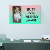 Gepersonaliseerde foto en leeftijd Happy Birthday Spandoek (Beurs)