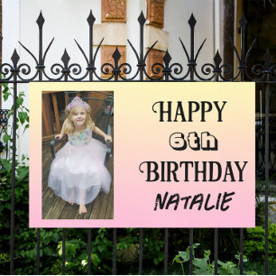 Gepersonaliseerde foto en leeftijd Happy Birthday Spandoek