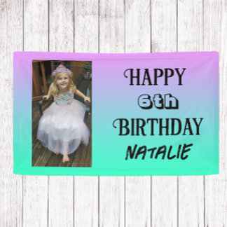 Gepersonaliseerde foto en leeftijd Happy Birthday Spandoek
