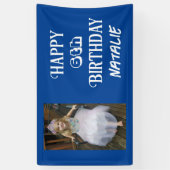 Gepersonaliseerde foto en leeftijd Happy Birthday Spandoek (Verticaal)