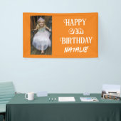 Gepersonaliseerde foto en leeftijd Happy Birthday Spandoek (Beurs)