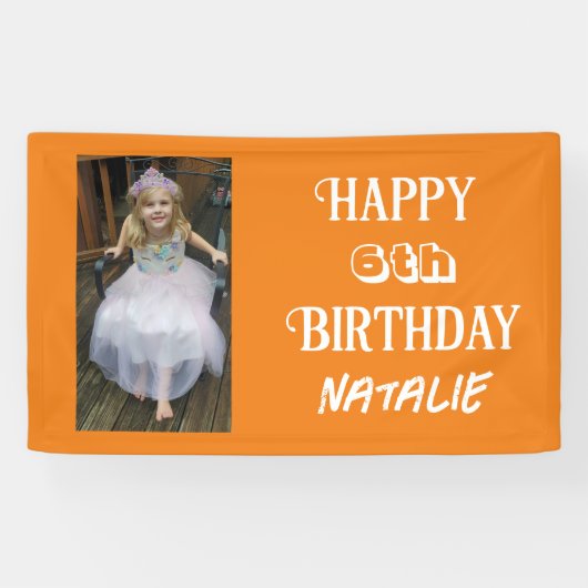 Gepersonaliseerde foto en leeftijd Happy Birthday Spandoek (Horizontaal)