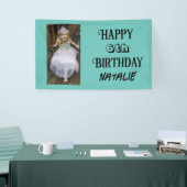 Gepersonaliseerde foto en leeftijd Happy Birthday Spandoek (Beurs)