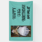 Gepersonaliseerde foto en leeftijd Happy Birthday Spandoek (Verticaal)