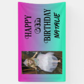 Gepersonaliseerde foto en leeftijd Happy Birthday Spandoek (Verticaal)