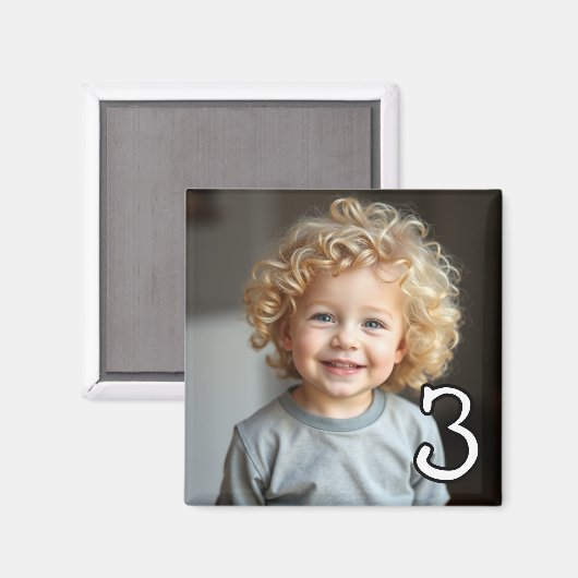 Gepersonaliseerde foto en leeftijd koelkast magneet (Voorkant / Achterkant)