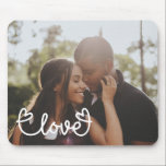 Gepersonaliseerde foto en liefdestekst met harten muismat<br><div class="desc">Maak een gepersonaliseerde Photo keepsake mousepad van Ricaso - voeg je eigen foto's toe aan dit geweldige LOVE typografie ontwerp met een hartdetail muismat - foto keepsake geschenken zijn geweldig voor jezelf of om te geven aan geliefden,  familie en vrienden</div>