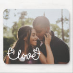 Gepersonaliseerde foto en liefdestekst met harten muismat<br><div class="desc">Maak een gepersonaliseerde Photo keepsake mousepad van Ricaso - voeg je eigen foto's toe aan dit geweldige LOVE typografie ontwerp met een hartdetail muismat - foto keepsake geschenken zijn geweldig voor jezelf of om te geven aan geliefden,  familie en vrienden</div>