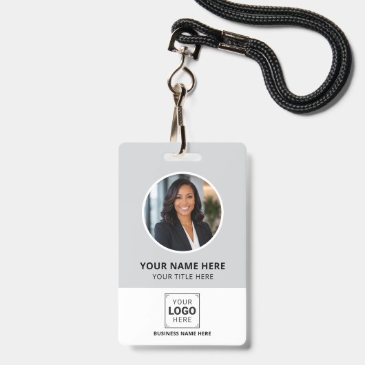 Gepersonaliseerde foto- en logo-onderneming badge (Voorzijde met lanyard)
