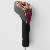 Gepersonaliseerde foto en naam Bourgogne Red Golfheadcover (Schuin)