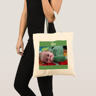 Gepersonaliseerde foto en naam Canvas tas