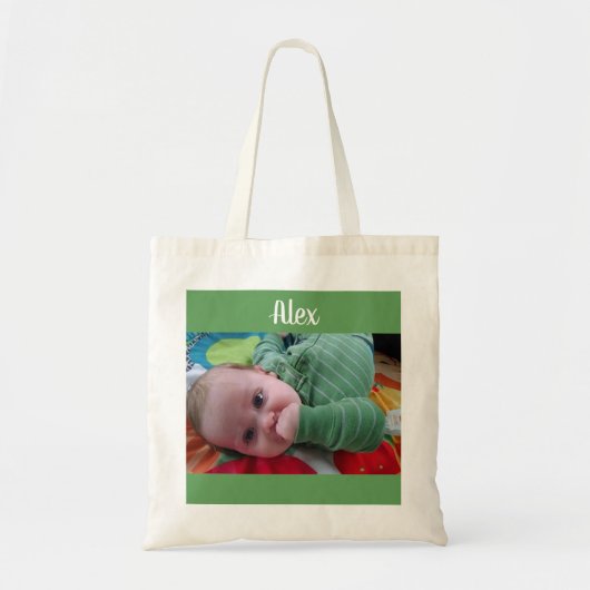 Gepersonaliseerde foto en naam Canvas tas (Voorkant)