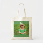 Gepersonaliseerde foto en naam Canvas tas (Voorkant)
