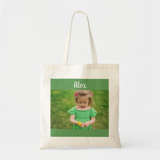 Gepersonaliseerde foto en naam Canvas tas (Voorkant)