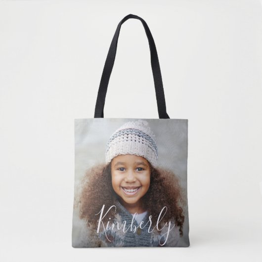 gepersonaliseerde foto en naam canvas tas (Voorkant)