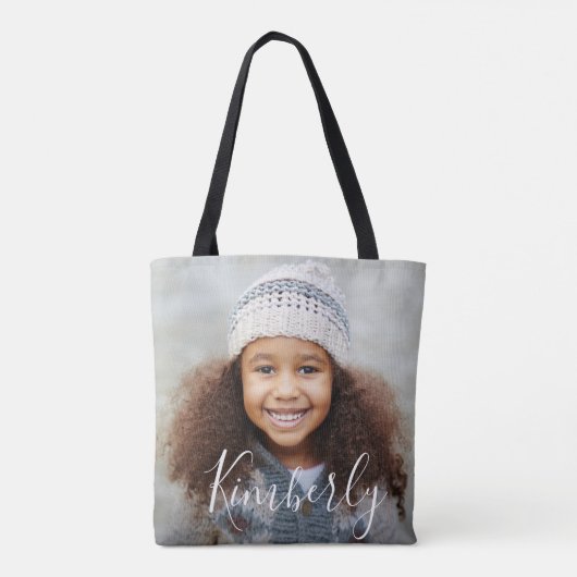 gepersonaliseerde foto en naam canvas tas (Achterkant)