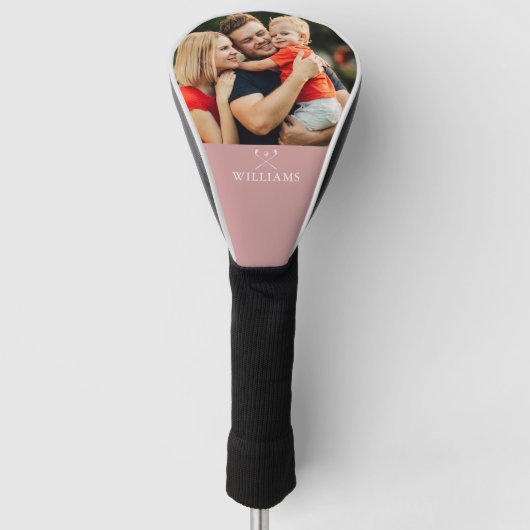 Gepersonaliseerde foto en naam Dusty Roos Roze Golfheadcover (Voorkant)