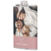 Gepersonaliseerde foto en naam Dusty Roos Roze Heupfles (Links)