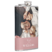 Gepersonaliseerde foto en naam Dusty Roos Roze Heupfles (Rechts)