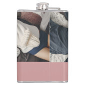 Gepersonaliseerde foto en naam Dusty Roos Roze Heupfles (Achterkant)