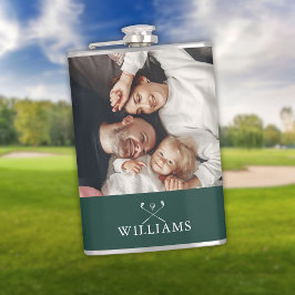 Gepersonaliseerde foto en naam Emerald Green Heupfles