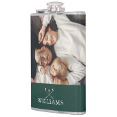 Gepersonaliseerde foto en naam Emerald Green Heupfles (Links)