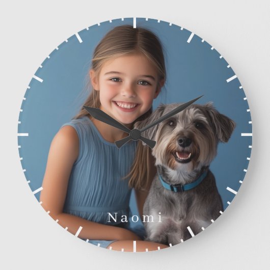 Gepersonaliseerde foto en naam grote klok (Voorkant)