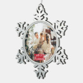Gepersonaliseerde foto en naam kerst tin sneeuwvlok ornament (Rechts)