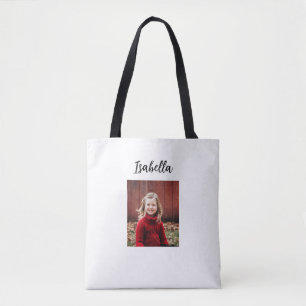 Gepersonaliseerde foto en naam kind tote bag