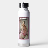 Gepersonaliseerde Foto en Naam Roze en Magenta Wat Waterfles (Links)