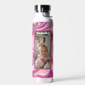 Gepersonaliseerde Foto en Naam Roze en Magenta Waterfles (Links)