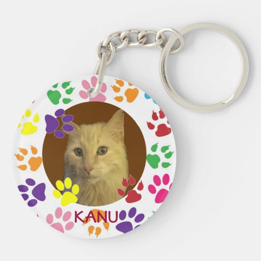 Gepersonaliseerde foto en naam van het Pet dubbelz Sleutelhanger (Achterkant)