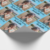 Gepersonaliseerde foto en naam Verjaardags Wrap Cadeaupapier (Hoek)