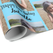 Gepersonaliseerde foto en naam Verjaardags Wrap Cadeaupapier (Rol Hoek)