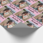 Gepersonaliseerde foto en naam Verjaardags Wrap Cadeaupapier (Hoek)