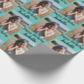 Gepersonaliseerde foto en naam Verjaardags Wrap Cadeaupapier (Hoek)