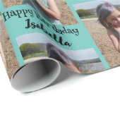 Gepersonaliseerde foto en naam Verjaardags Wrap Cadeaupapier (Rol Hoek)
