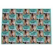 Gepersonaliseerde foto en naam Verjaardags Wrap Groot Cadeauzakje (Voorkant)