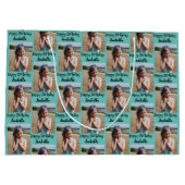 Gepersonaliseerde foto en naam Verjaardags Wrap Groot Cadeauzakje (Achterkant)