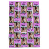 Gepersonaliseerde foto en naam Verjaardags Wrap Medium Cadeauzakje (Achterkant)